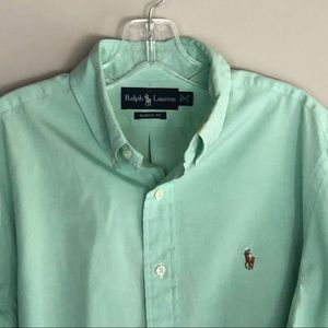 mint green ralph lauren shirt